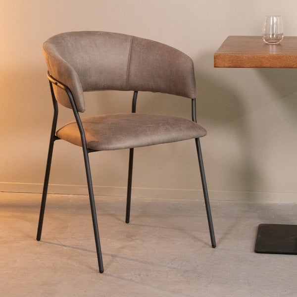 Eetkamerstoel Ombra - Taupe - Micro Suede - Black Frame (set van 4) - {{ product.type }} - Kas20