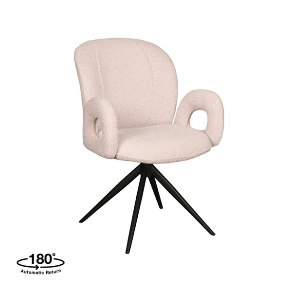 Eetkamerstoel Nico - Naturel - Boucle - Zwart Onderstel (set van 2) - {{ product.type }} - Kas20