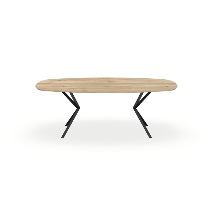 Eettafel Eiken Naturel - Ovaal Deens - Vv Poot Onderstel Mat Zwart - {{ product.type }} - Kas20