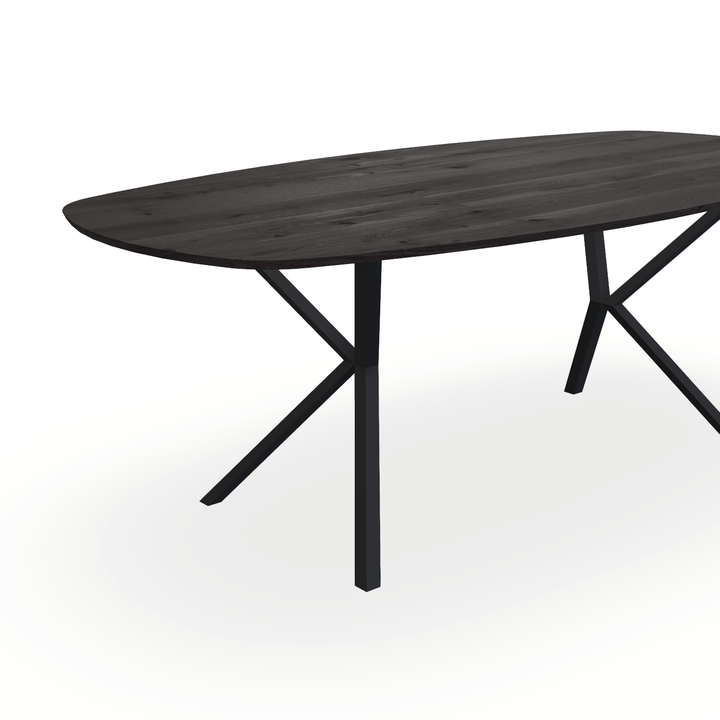 Eettafel Eiken Black Smoke In - Ovaal Deens - Vv Poot Onderstel Mat Zwart - {{ product.type }} - Kas20