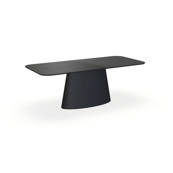 Eettafel Eiken Fineer Noesten Zwart - Recht Radius - Sjors Onderstel Mat Zwart - {{ product.type }} - Kas20