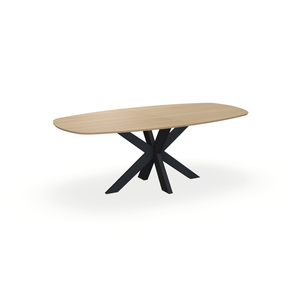 Eettafel Eiken Fineer Naturel - Ovaal Deens - Matrix Dun Onderstel Mat Zwart - {{ product.type }} - Kas20