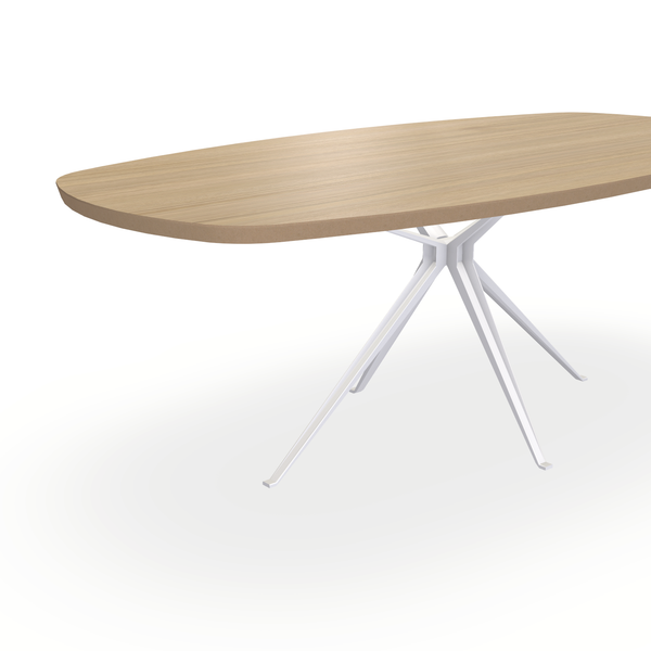 Eettafel Eiken Fineer Naturel - Ovaal Deens - Anna Onderstel Mat Wit - {{ product.type }} - Kas20
