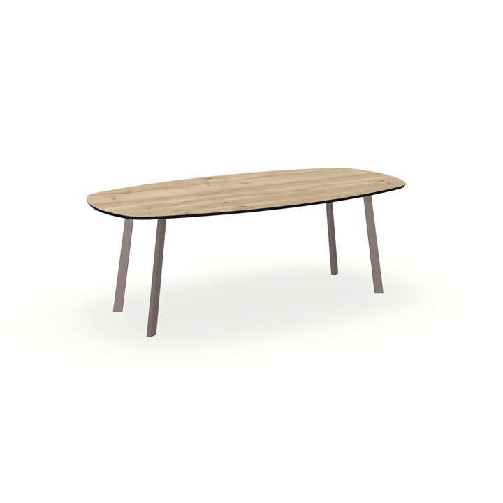 Eettafel Eiken Naturel - Ovaal Deens - I Poot Onderstel Mat Lichtbruin - {{ product.type }} - Kas20