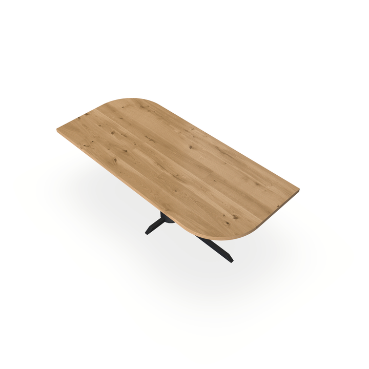 Eettafel Eiken Maurra - Ovaal Punt - Ilona Onderstel Mat Zwart - {{ product.type }} - Kas20