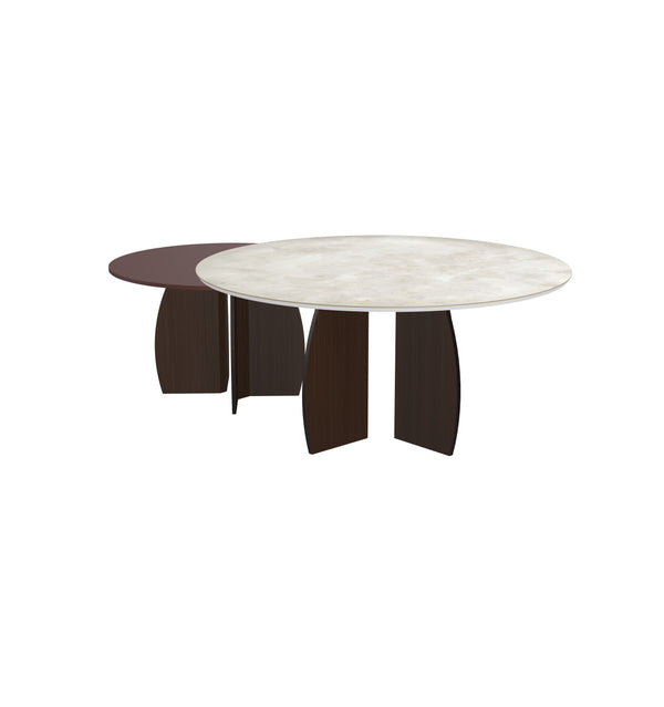 Keramiek/Fenix duo Salontafel Distrito Marfil - Rond - Maan onderstel