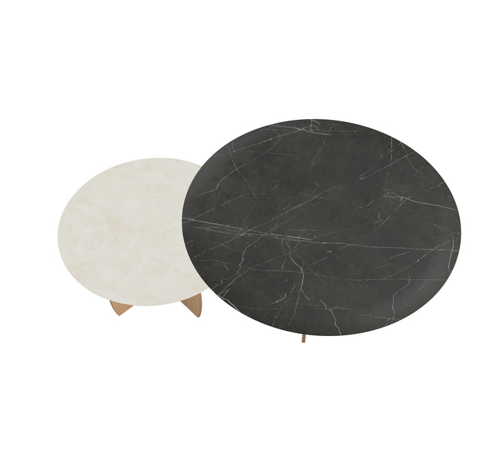 Keramiek/Beton duo Salontafel - Rond - Maan onderstel - {{ product.type }} - Kas20