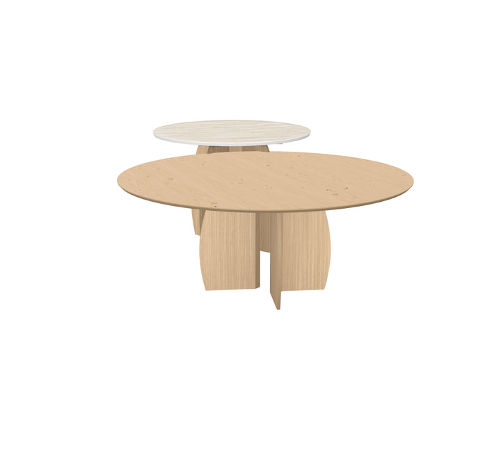 Eiken/Keramiek duo Salontafel Liqurien - Rond - Maan onderstel - {{ product.type }} - Kas20