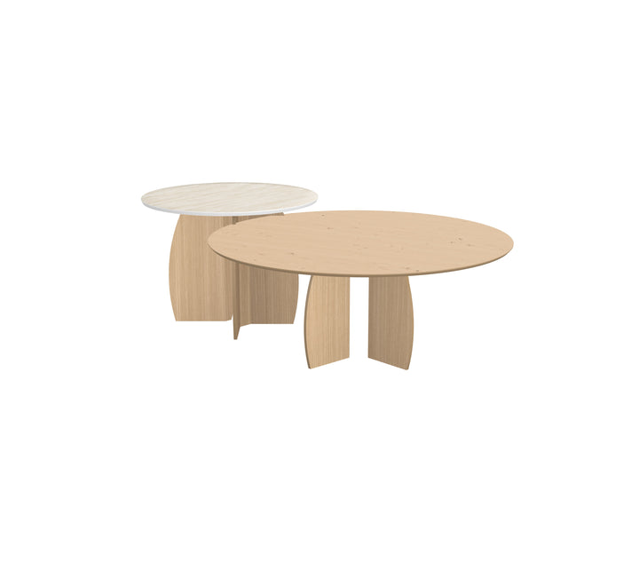 Eiken/Keramiek duo Salontafel Liqurien - Rond - Maan onderstel - {{ product.type }} - Kas20