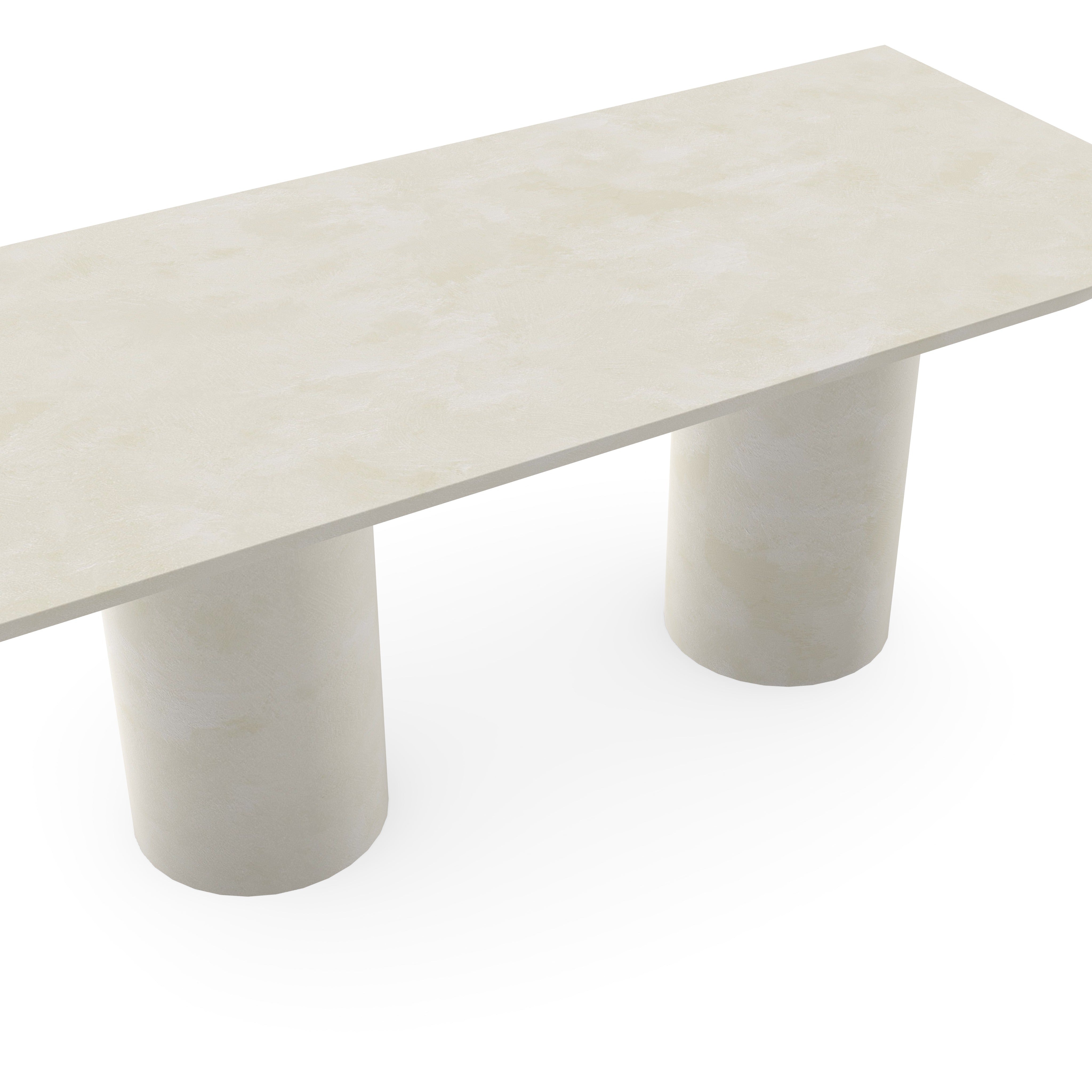 Beton eettafel - Beige - Ovaal Punt - Ronde poten