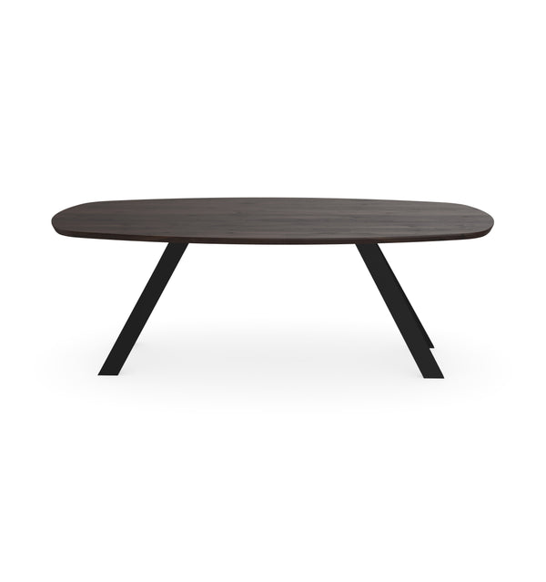 Eiken massief Salontafel Walnut Brown - Deens ovaal - Schuine i onderstel