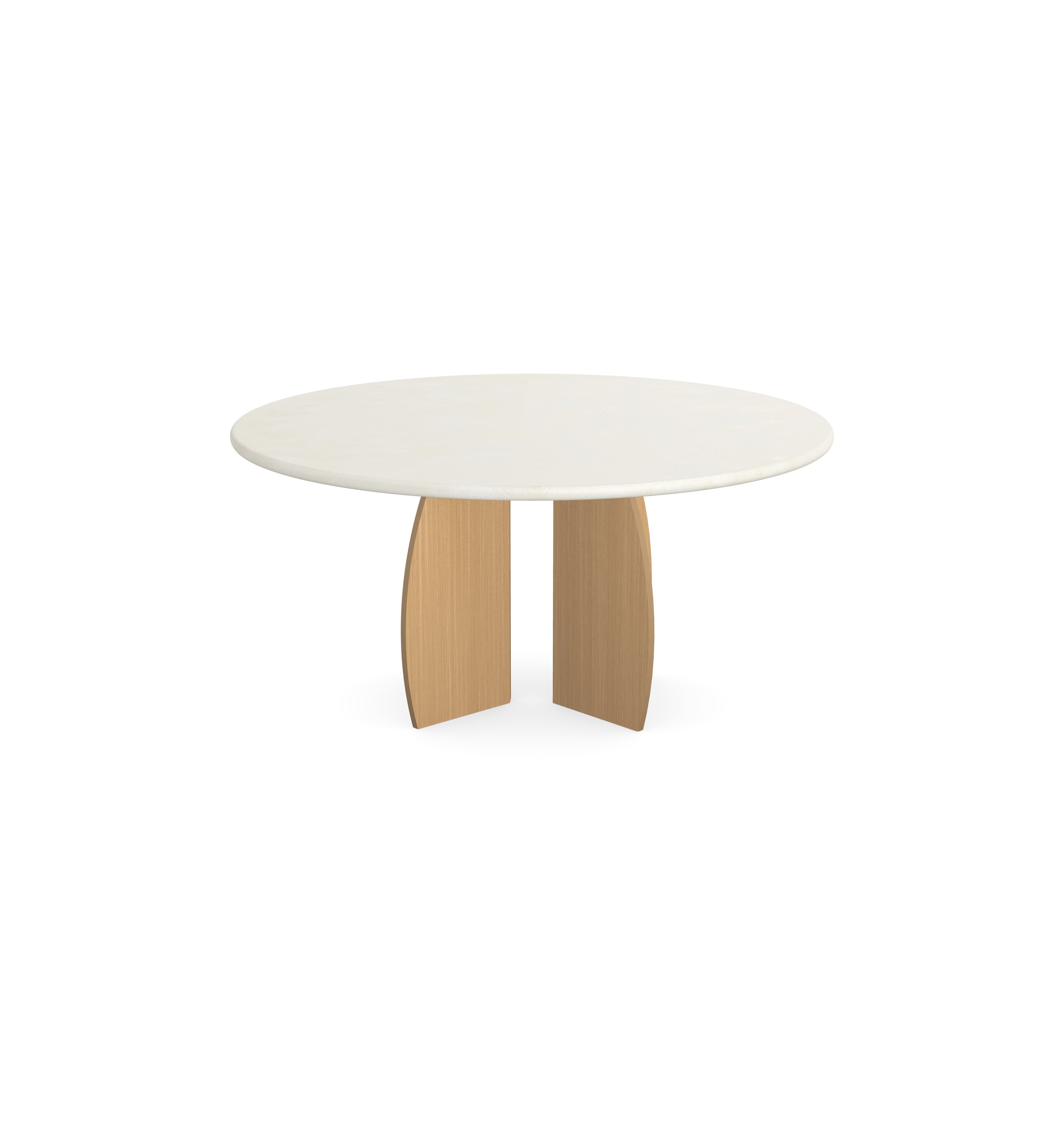 Beton Salontafel Creamy White - Rond - Maan onderstel