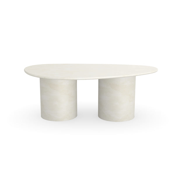 Beton Salontafel Creamy White -Kiezel A - Columbus Duo onderstel