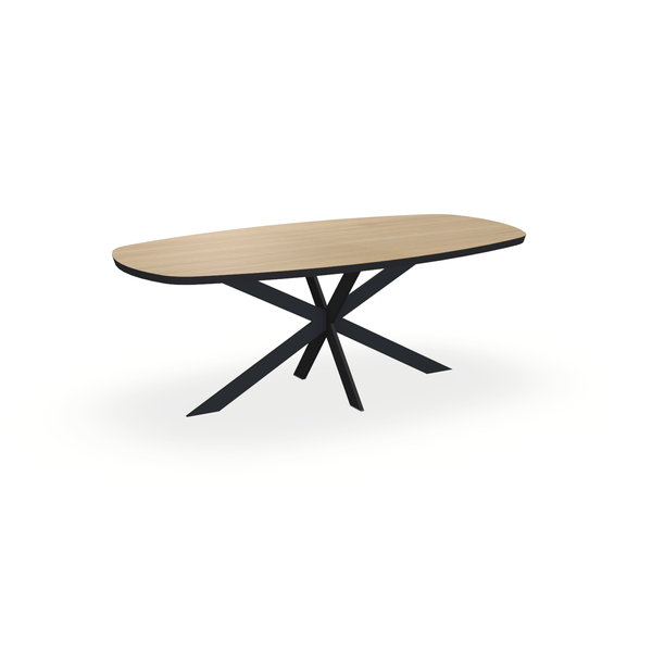 Eettafel Eiken Fineer Naturel - Ovaal Deens - Matrix Ultra Onderstel Mat Zwart - {{ product.type }} - Kas20