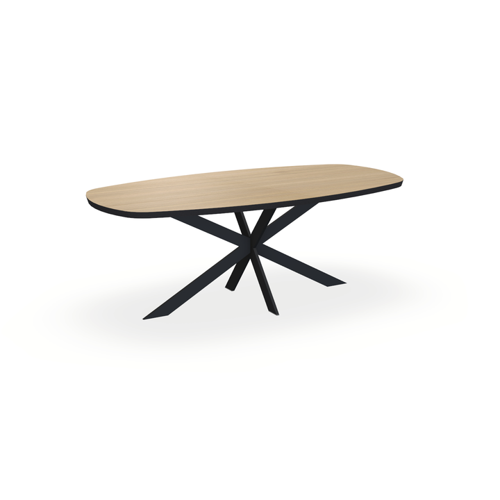 Eettafel Eiken Fineer Naturel - Ovaal Deens - Matrix Ultra Onderstel Mat Zwart - {{ product.type }} - Kas20