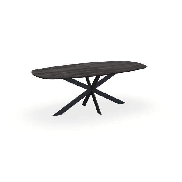 Eettafel Eiken Black Smoke In - Ovaal Deens - Matrix Ultra Onderstel Mat Zwart - {{ product.type }} - Kas20