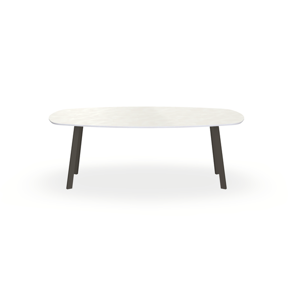 Eettafel Beton Creamy White - Ovaal Deens - I Poot Onderstel Mat Donkerbruin - {{ product.type }} - Kas20