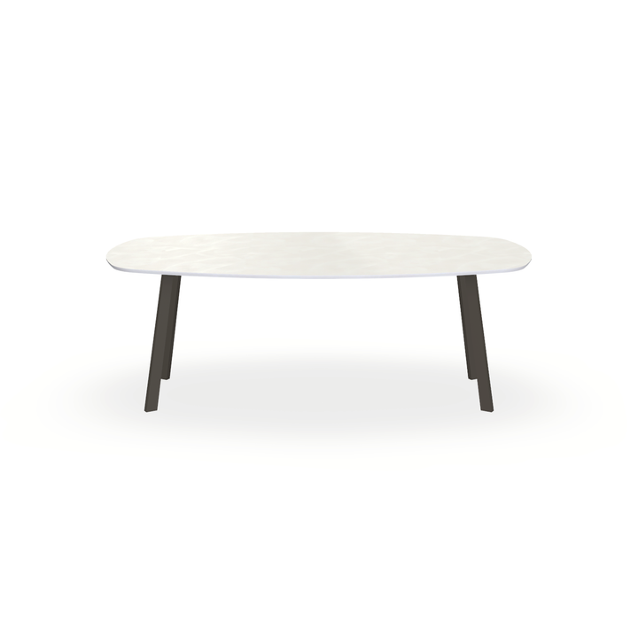 Eettafel Beton Creamy White - Ovaal Deens - I Poot Onderstel Mat Donkerbruin - {{ product.type }} - Kas20