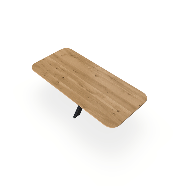 Eettafel Eiken Maurra - Recht Radius - Matrix Dun Onderstel Mat Zwart - {{ product.type }} - Kas20
