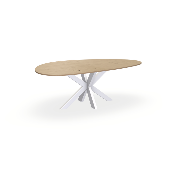 Eettafel Eiken Fineer Noesten Naturel - Kiezel B - Matrix Dun Onderstel Mat Wit - {{ product.type }} - Kas20