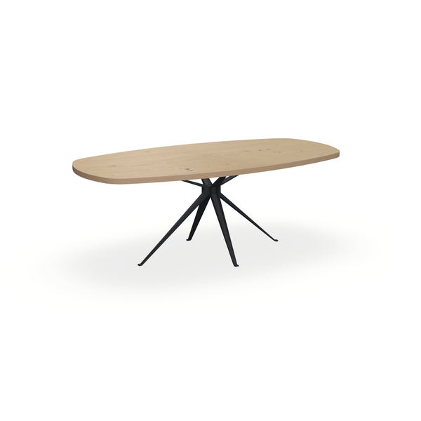 Eettafel Eiken Fineer Noesten Naturel - Ovaal Deens - Anna Onderstel Mat Zwart - {{ product.type }} - Kas20
