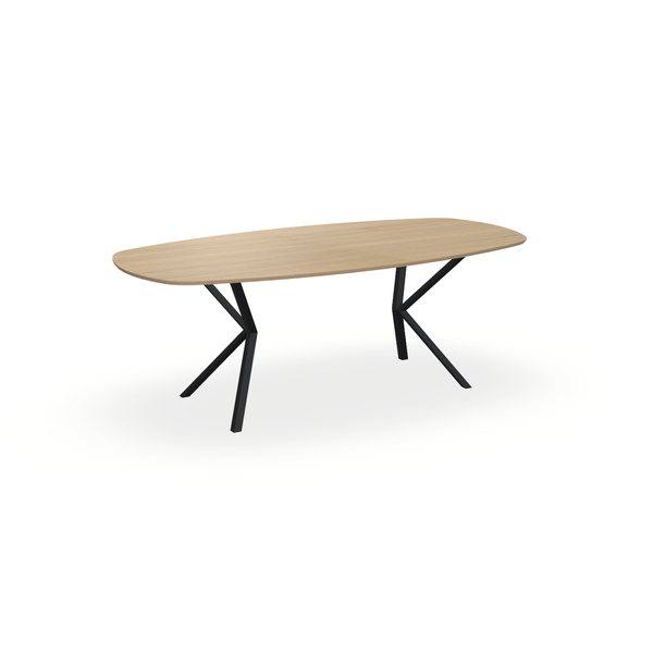 Eettafel Eiken Fineer Naturel - Ovaal Deens - Vv Poot Onderstel Mat Zwart - {{ product.type }} - Kas20