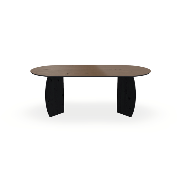 Eettafel Eiken Fineer Noesten Toscane 2 - Ovaal Plat - Maan Buiten Eiken Zwart - {{ product.type }} - Kas20