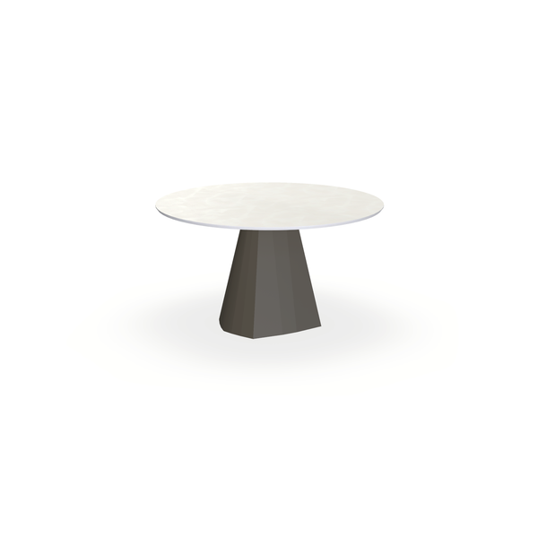 Eettafel Beton Creamy White - Rond - Cone Onderstel Mat Donkerbruin - {{ product.type }} - Kas20