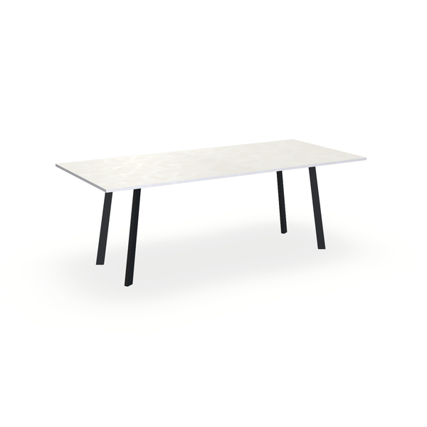 Eettafel Beton Creamy White - Recht - I Poot Onderstel Mat Zwart - {{ product.type }} - Kas20