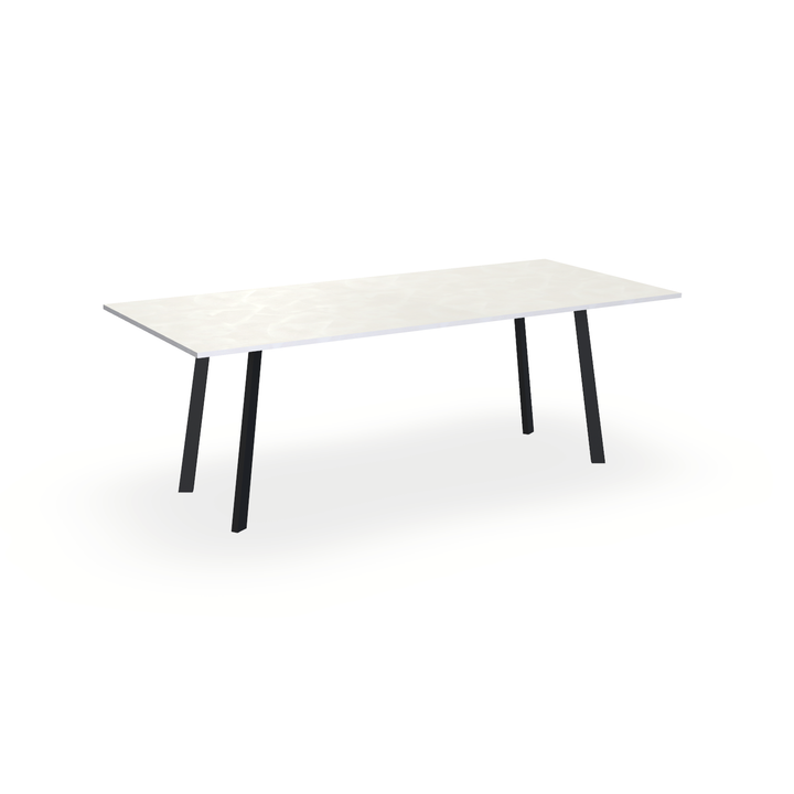 Eettafel Beton Creamy White - Recht - I Poot Onderstel Mat Zwart - {{ product.type }} - Kas20
