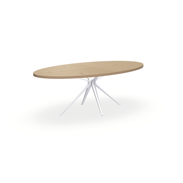 Eettafel Eiken Fineer Noesten Naturel - Ovaal - Anna Onderstel Mat Wit - {{ product.type }} - Kas20