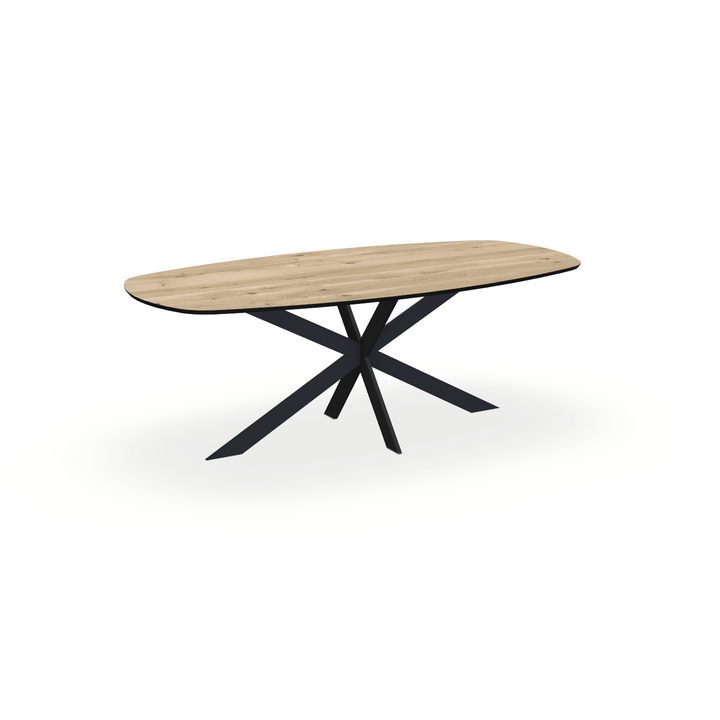 Eettafel Eiken Naturel - Ovaal Deens - Matrix Ultra Onderstel Mat Zwart - {{ product.type }} - Kas20