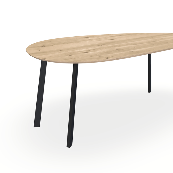 Eettafel Eiken Liqurien - Kiezel B - I Poot Onderstel Mat Zwart - {{ product.type }} - Kas20