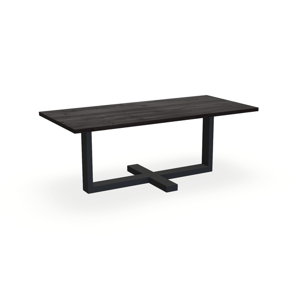 Eettafel Eiken Black Smoke In - Recht - Halve Plus Onderstel Mat Zwart - {{ product.type }} - Kas20