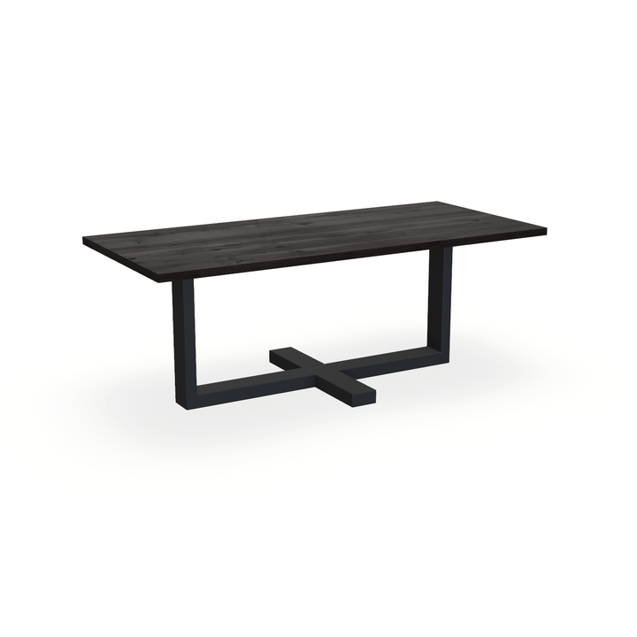 Eettafel Eiken Black Smoke In - Recht - Halve Plus Onderstel Mat Zwart - {{ product.type }} - Kas20
