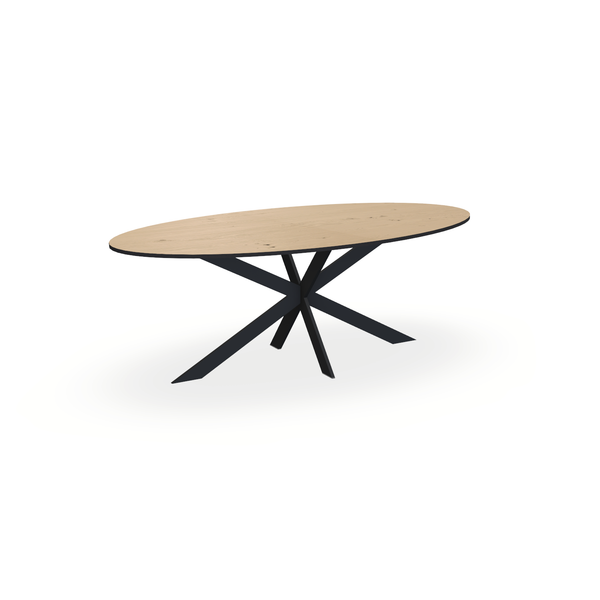 Eettafel Eiken Fineer Noesten Liqurien - Ovaal - Matrix Ultra Onderstel Mat Zwart - {{ product.type }} - Kas20