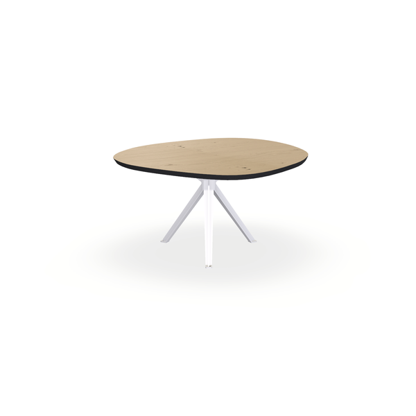 Eettafel Eiken Fineer Noesten Naturel - Wolk Rond - Stella Onderstel Mat Wit - {{ product.type }} - Kas20