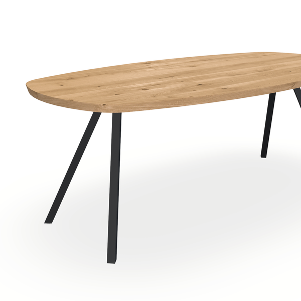 Eettafel Eiken Maurra - Ovaal Deens - I Schuin Onderstel Mat Zwart - {{ product.type }} - Kas20