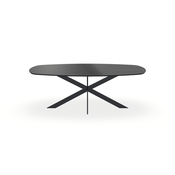 Eettafel Eiken Fineer Zwart - Ovaal Deens - Matrix Ultra Onderstel Mat Zwart - {{ product.type }} - Kas20