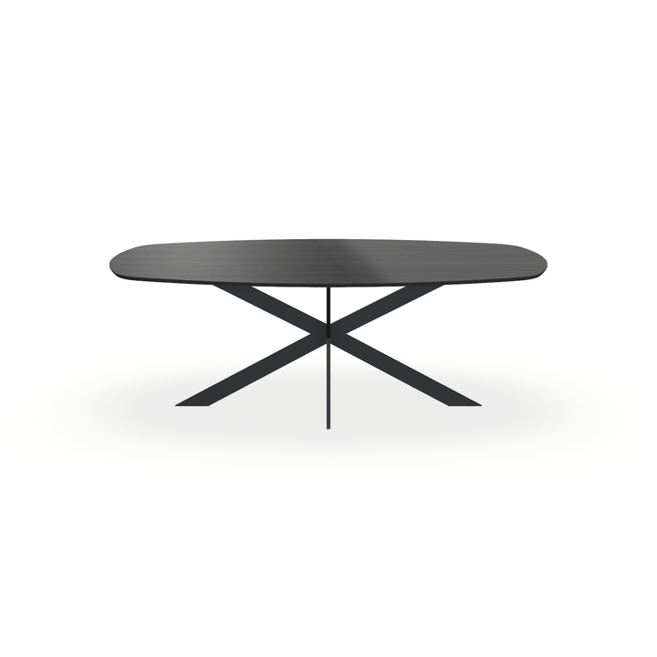 Eettafel Eiken Fineer Zwart - Ovaal Deens - Matrix Ultra Onderstel Mat Zwart - {{ product.type }} - Kas20