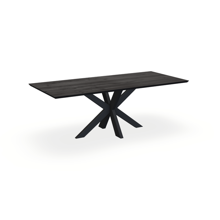 Eettafel Eiken Black Smoke In - Recht - Matrix Dun Onderstel Mat Zwart - {{ product.type }} - Kas20