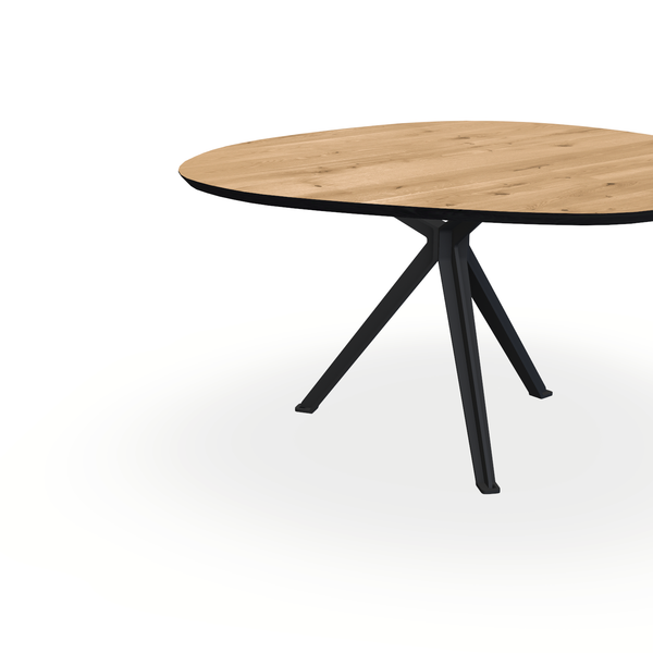 Eettafel Eiken Maurra - Wolk Rond - Stella Onderstel Mat Zwart - {{ product.type }} - Kas20