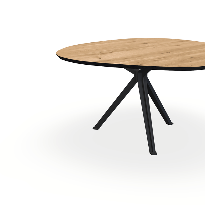 Eettafel Eiken Maurra - Wolk Rond - Stella Onderstel Mat Zwart - {{ product.type }} - Kas20