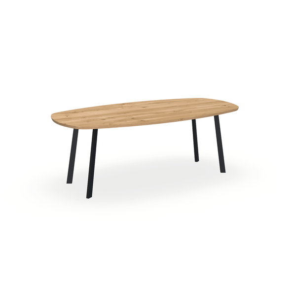 Eettafel Eiken Maurra - Ovaal Deens - I Poot Onderstel Mat Zwart - {{ product.type }} - Kas20