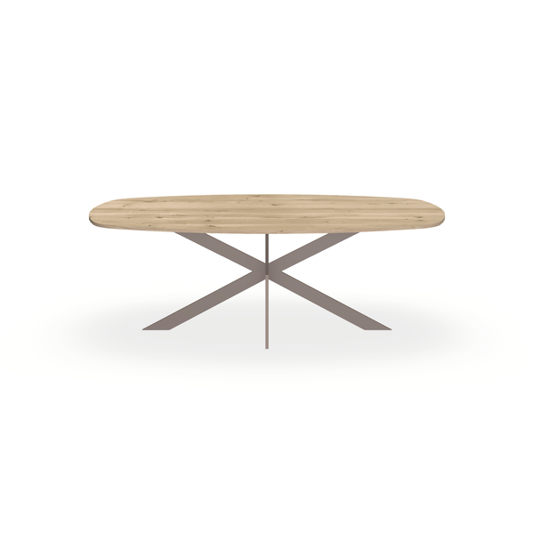 Eettafel Eiken Naturel - Ovaal Deens - Matrix Ultra Onderstel Mat Lichtbruin - {{ product.type }} - Kas20