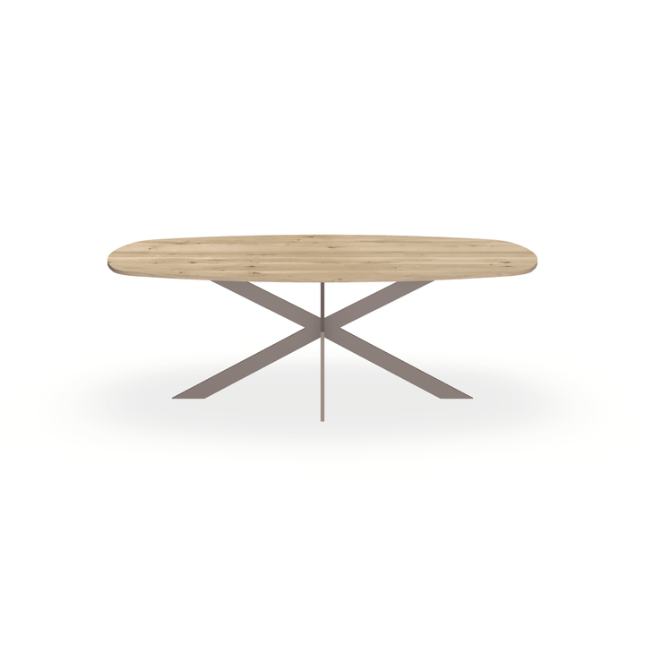 Eettafel Eiken Naturel - Ovaal Deens - Matrix Ultra Onderstel Mat Lichtbruin - {{ product.type }} - Kas20