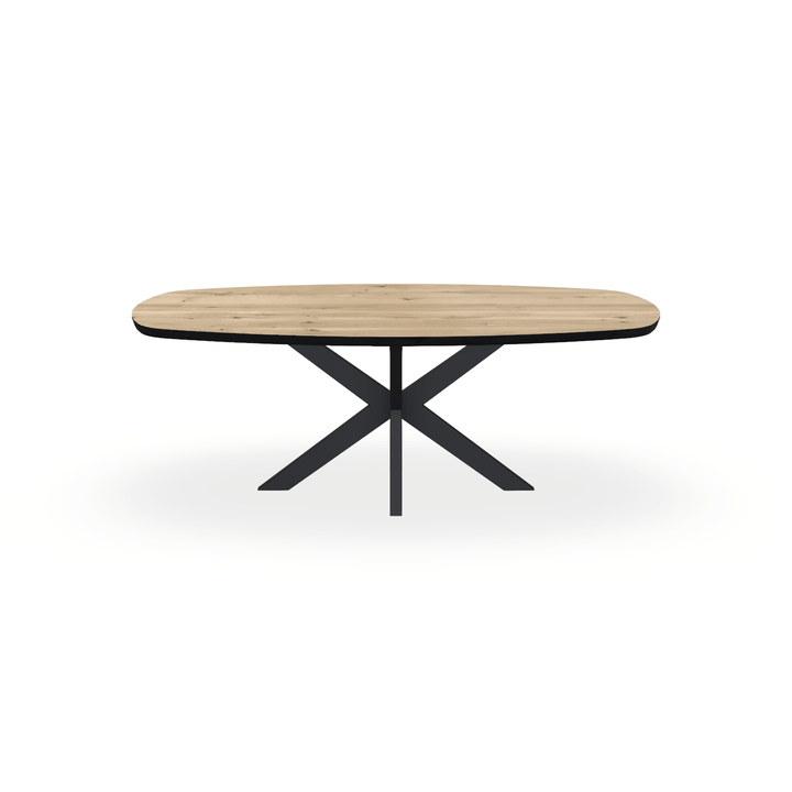 Eettafel Eiken Naturel - Ovaal Deens - Matrix Dun Onderstel Mat Zwart - {{ product.type }} - Kas20