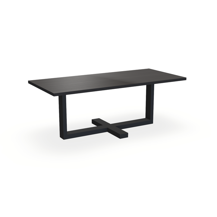 Eettafel Eiken Fineer Black Smoke In - Recht - Halve Plus Onderstel Mat Zwart - {{ product.type }} - Kas20