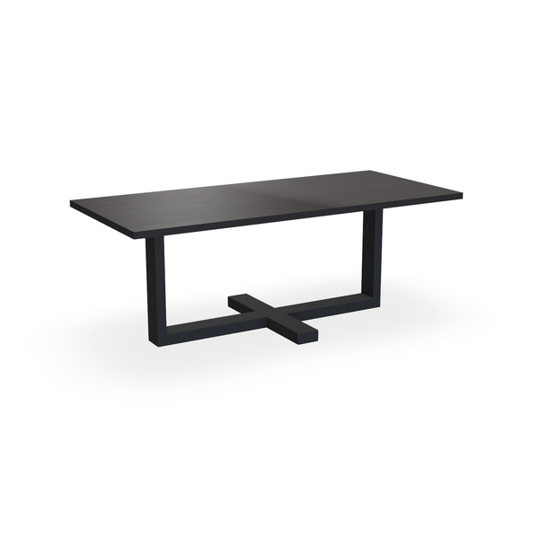 Eettafel Eiken Fineer Black Smoke In - Recht - Halve Plus Onderstel Mat Zwart - {{ product.type }} - Kas20