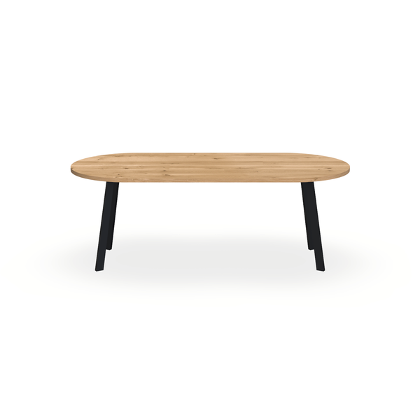 Eettafel Eiken Maurra - Ovaal Plat - I Poot Onderstel Mat Zwart - {{ product.type }} - Kas20